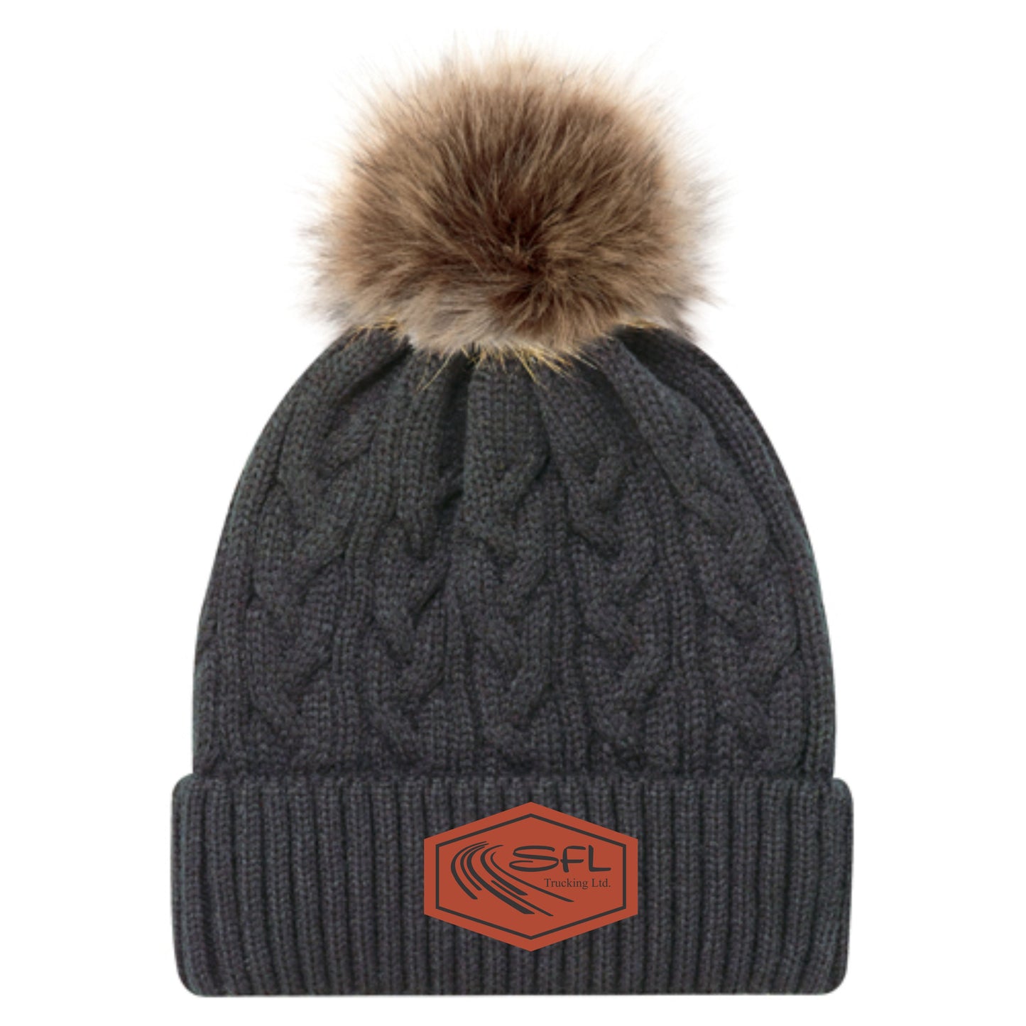 AJM WOMEN'S TWIST POM POM BEANIE - 9L594L - SFL TRUCKING LOGO -LP