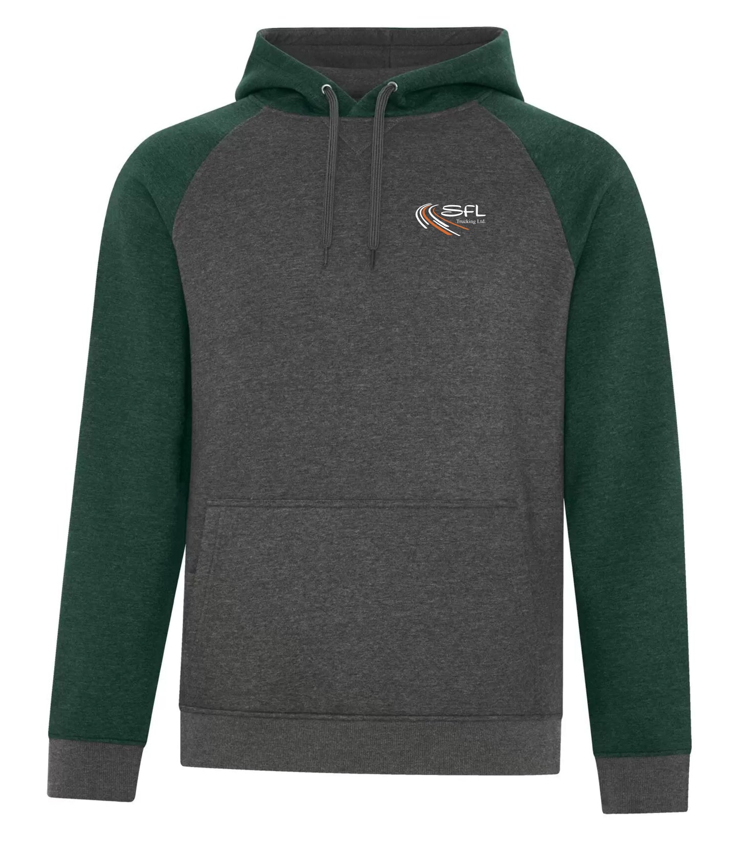 VINTAGE TWO-TONE HOODED SWEATSHIRT - F2044 - UNISEX - SFL TRUCKING LOGO - EMB