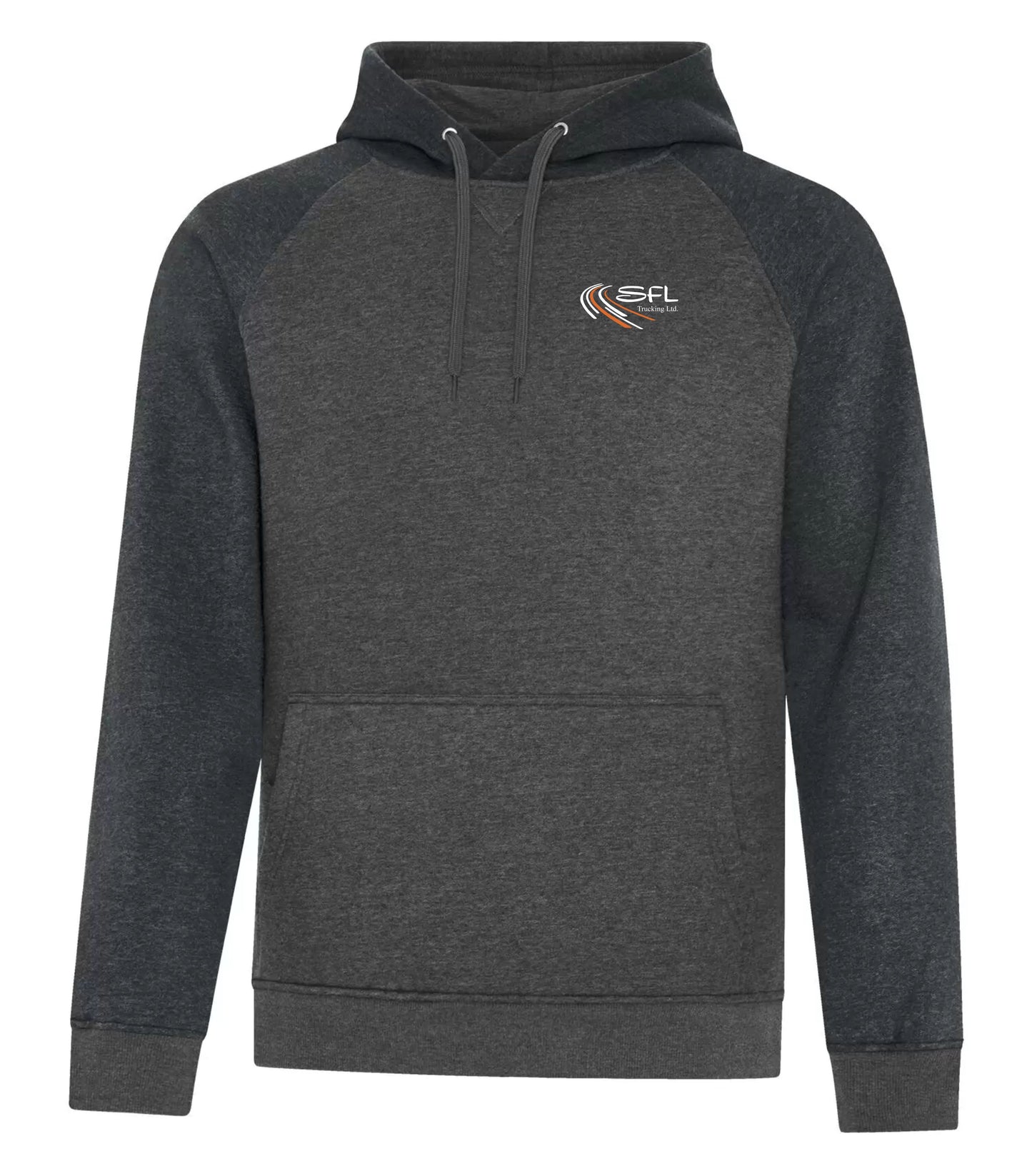 VINTAGE TWO-TONE HOODED SWEATSHIRT - F2044 - UNISEX - SFL TRUCKING LOGO - EMB