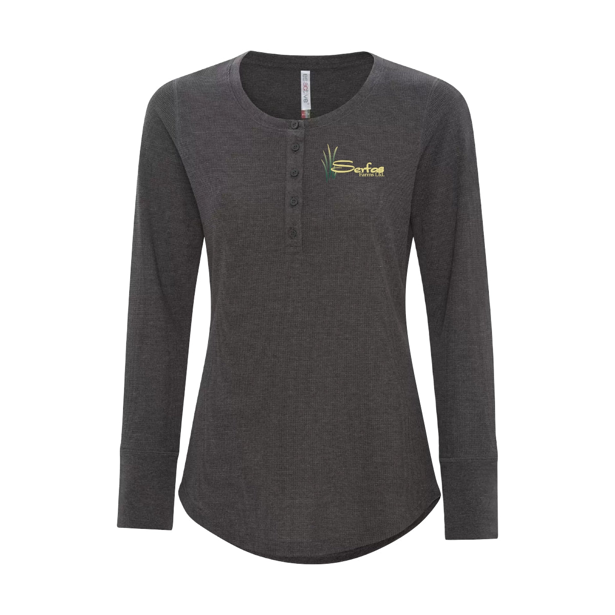 LADIES' VINTAGE THERMAL LONG SLEEVE HENLEY - ATC8064L - SERFAS FARMS - EMB