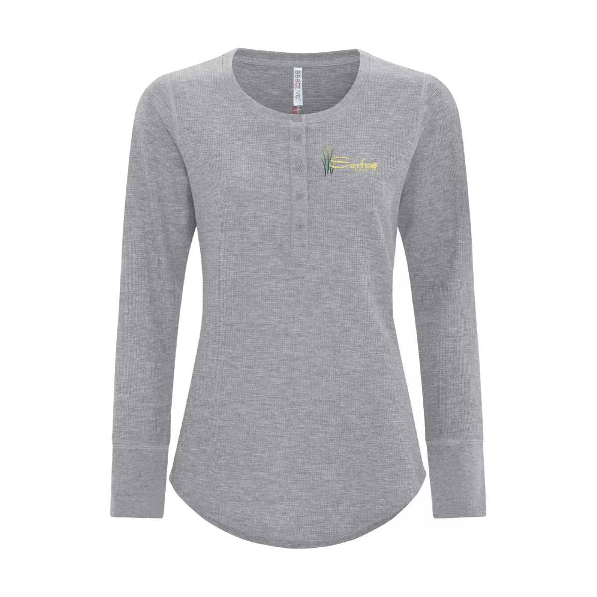 LADIES' VINTAGE THERMAL LONG SLEEVE HENLEY - ATC8064L - SERFAS FARMS - EMB