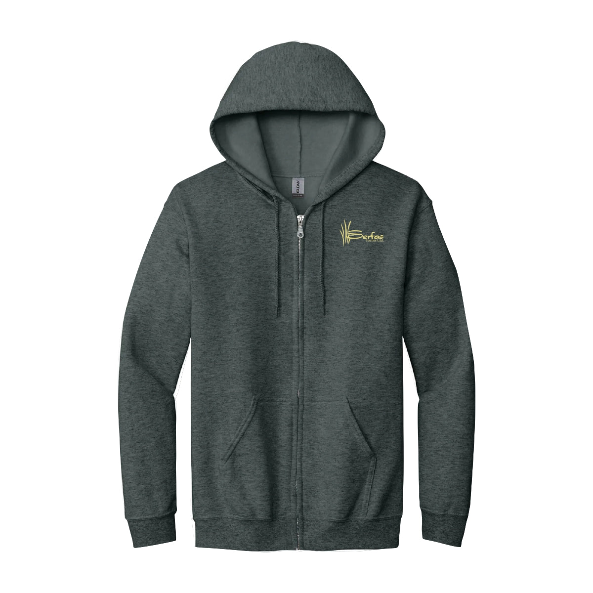UNISEX GILDAN FULL ZIP HOODED SWEATSHIRT - 1860 - SERFAS FARMS - EMB