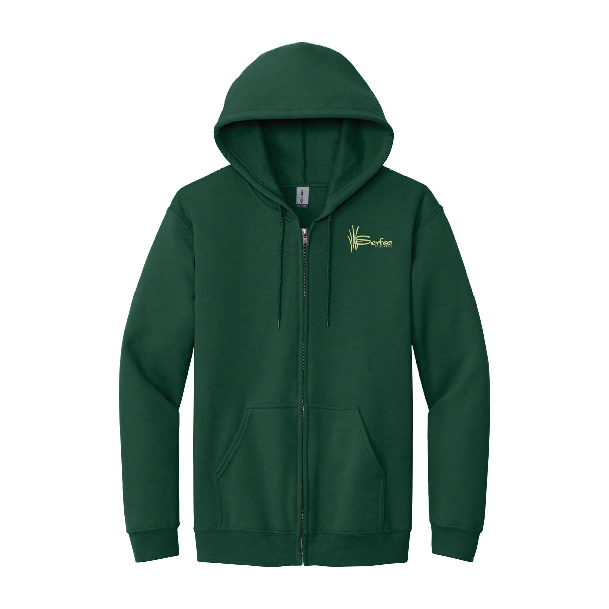 UNISEX GILDAN FULL ZIP HOODED SWEATSHIRT - 1860 - SERFAS FARMS - EMB