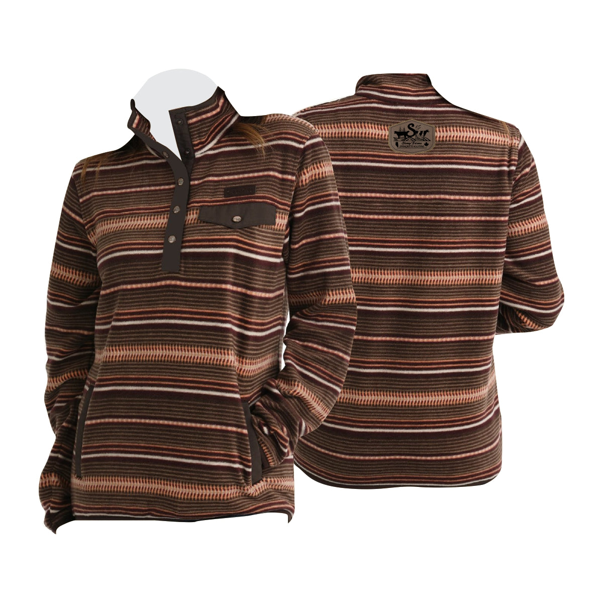 WOMEN'S CINCH STRIPED FLEECE PULLOVER - MAK9819009 - SLOMP FARMS - PATCH