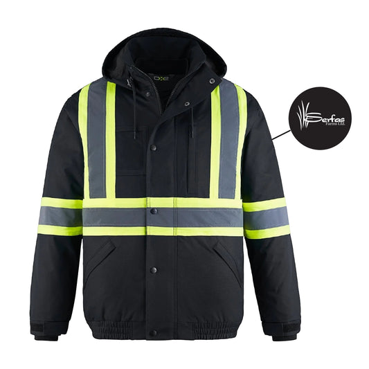 HI-VIS 3-IN-1 BOMBER JACKET W/ REMOVABLE HOOD - L01277 - SERFAS FARMS - HP