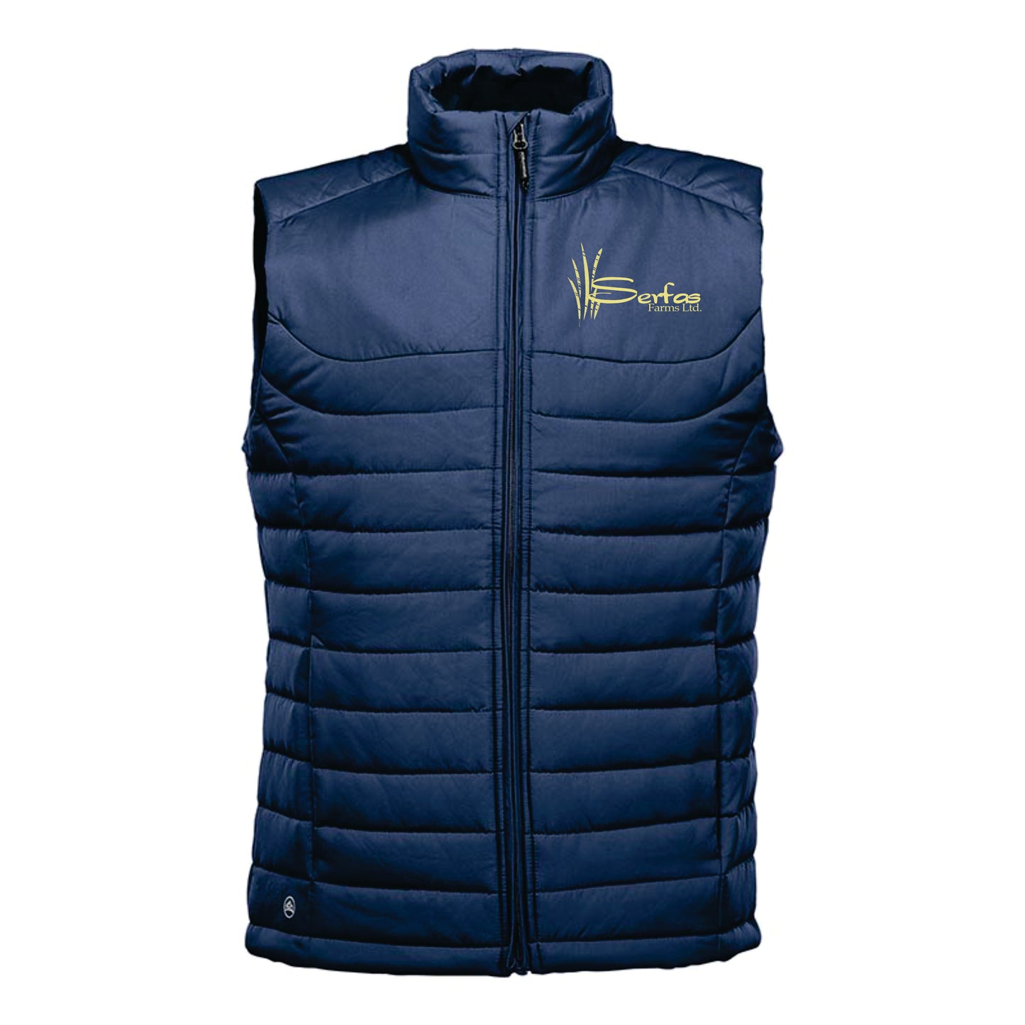MEN'S NAUTILUS QUILTED VEST - KXV-1 - SERFAS FARMS LOGO - EMB