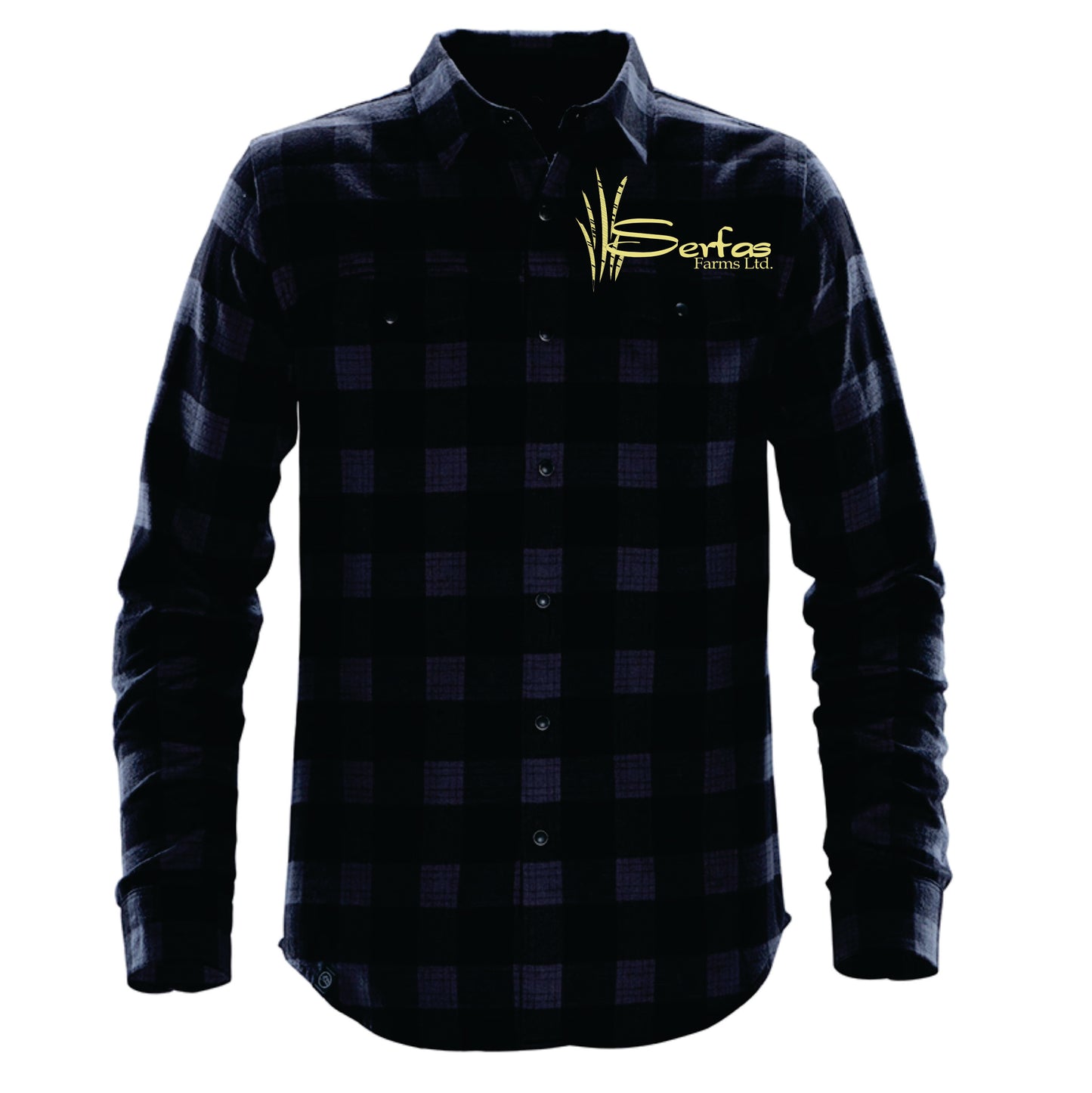 MEN'S LOGAN SNAP FRONT SHIRT - SFX-1 - SERFAS FARMS LOGO - EMB