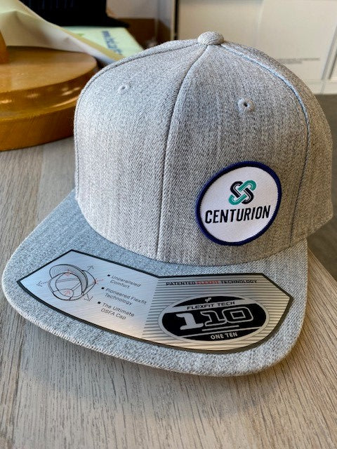 FLEXFIT FLATBRIM HAT - 110F - CENTURION LOGO - COLOURED CIRCLE PATCH L/P