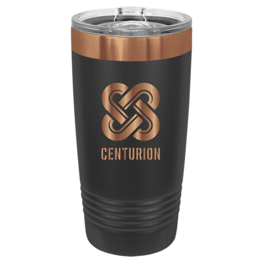 CHRISTMAS EXCLUSIVE BLACK/COPPER INSULATED 20 OZ. TUMBLER - CENTURION LOGO - LASER ENGRAVED