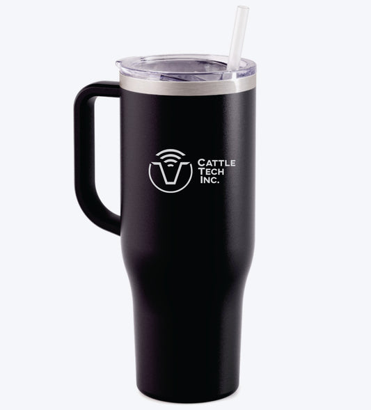 40oz. TUMBLER W/ HANDLE & STRAW - CATTLE TECH LOGO - LASER ENGRAVED