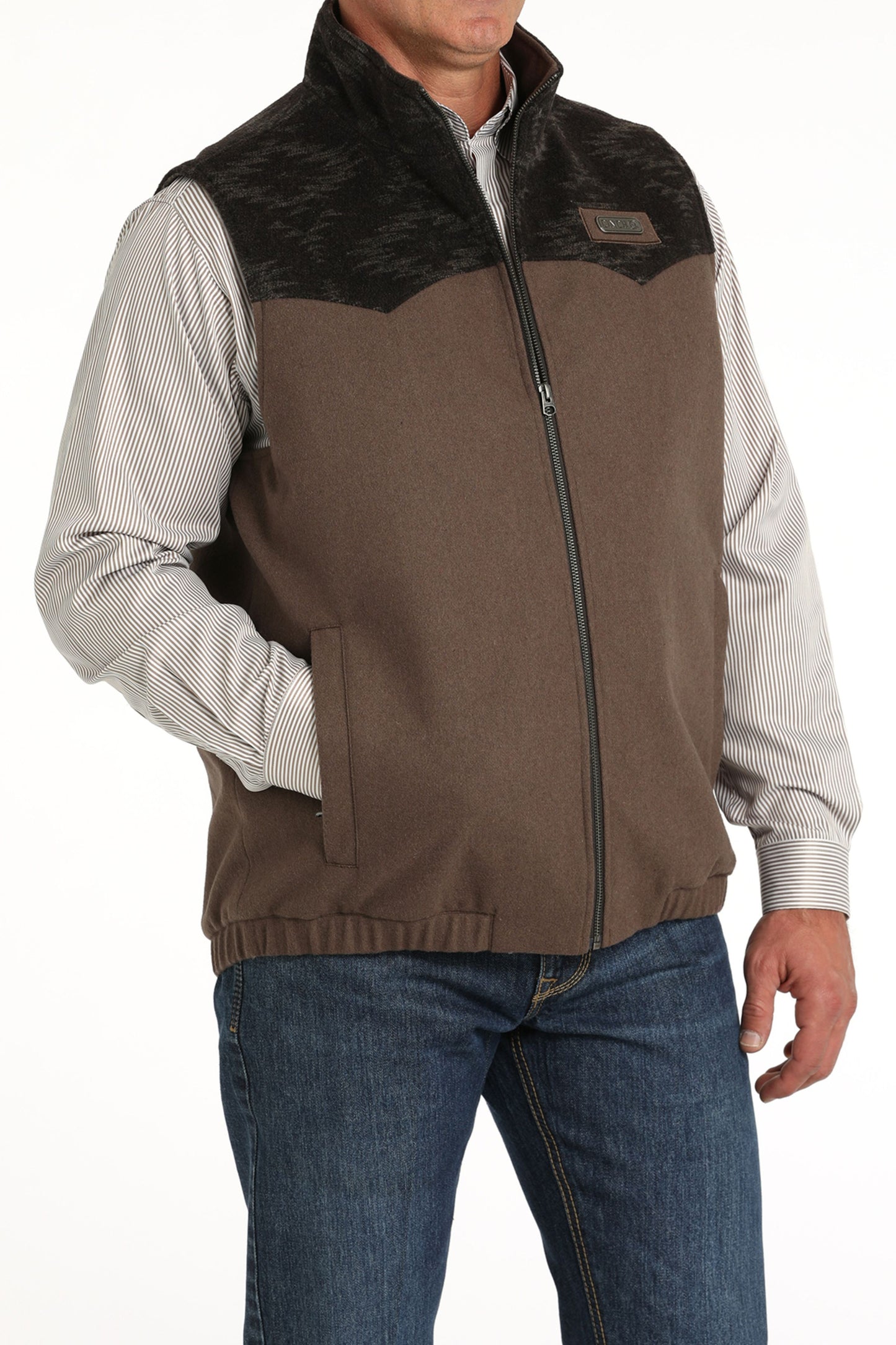 CINCH MEN'S WOOLY CONCEALED CARRY VEST - BROWN - EMB