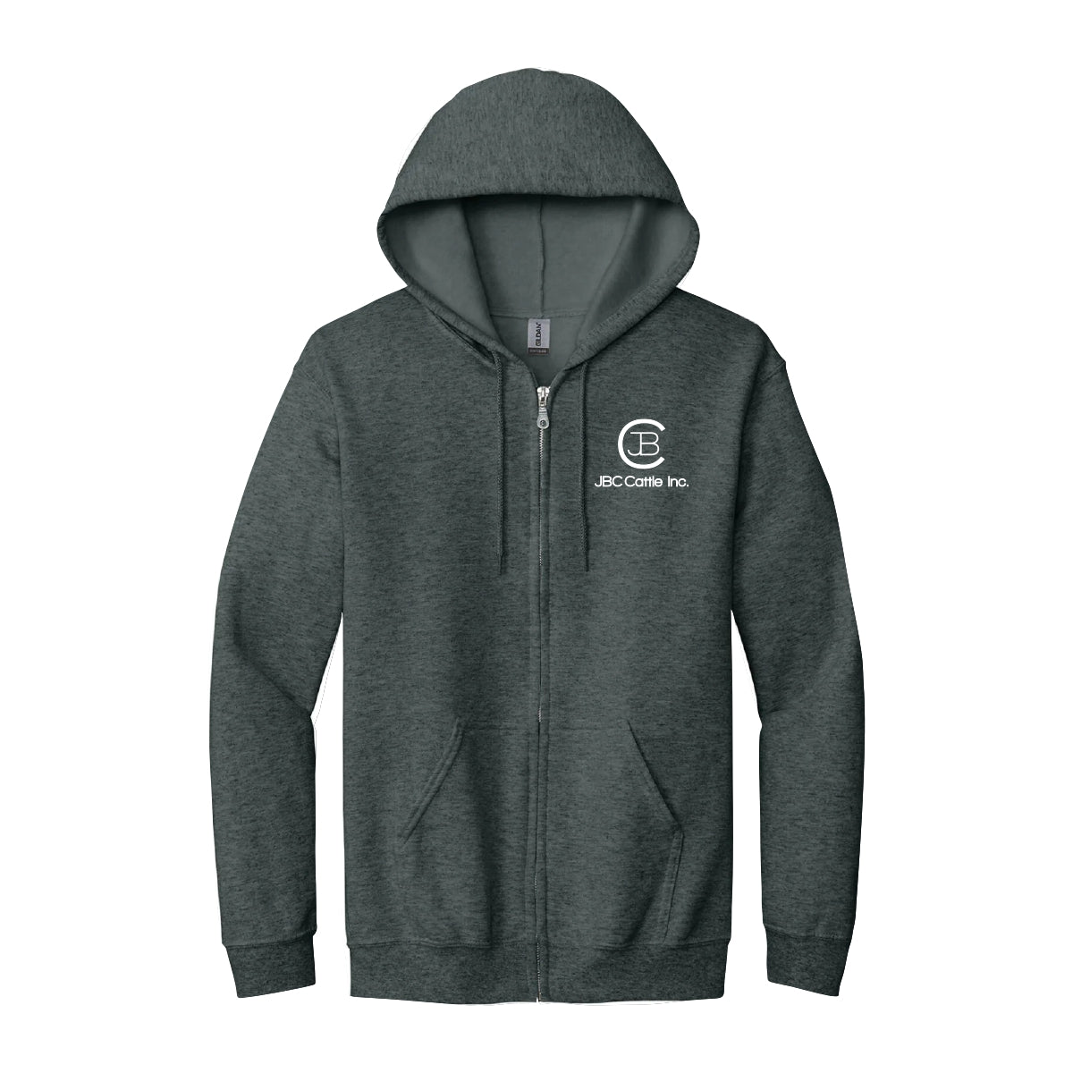UNISEX GILDAN FULL-ZIP HOODED SWEATSHIRT - 18600 - JBC CATTLE INC. - EMB