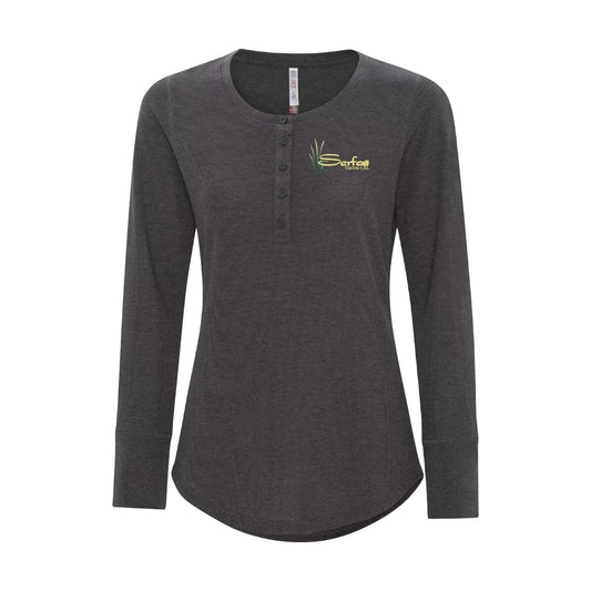 LADIES' VINTAGE THERMAL LONG SLEEVE HENLEY - ATC8064L - SERFAS FARMS - EMB