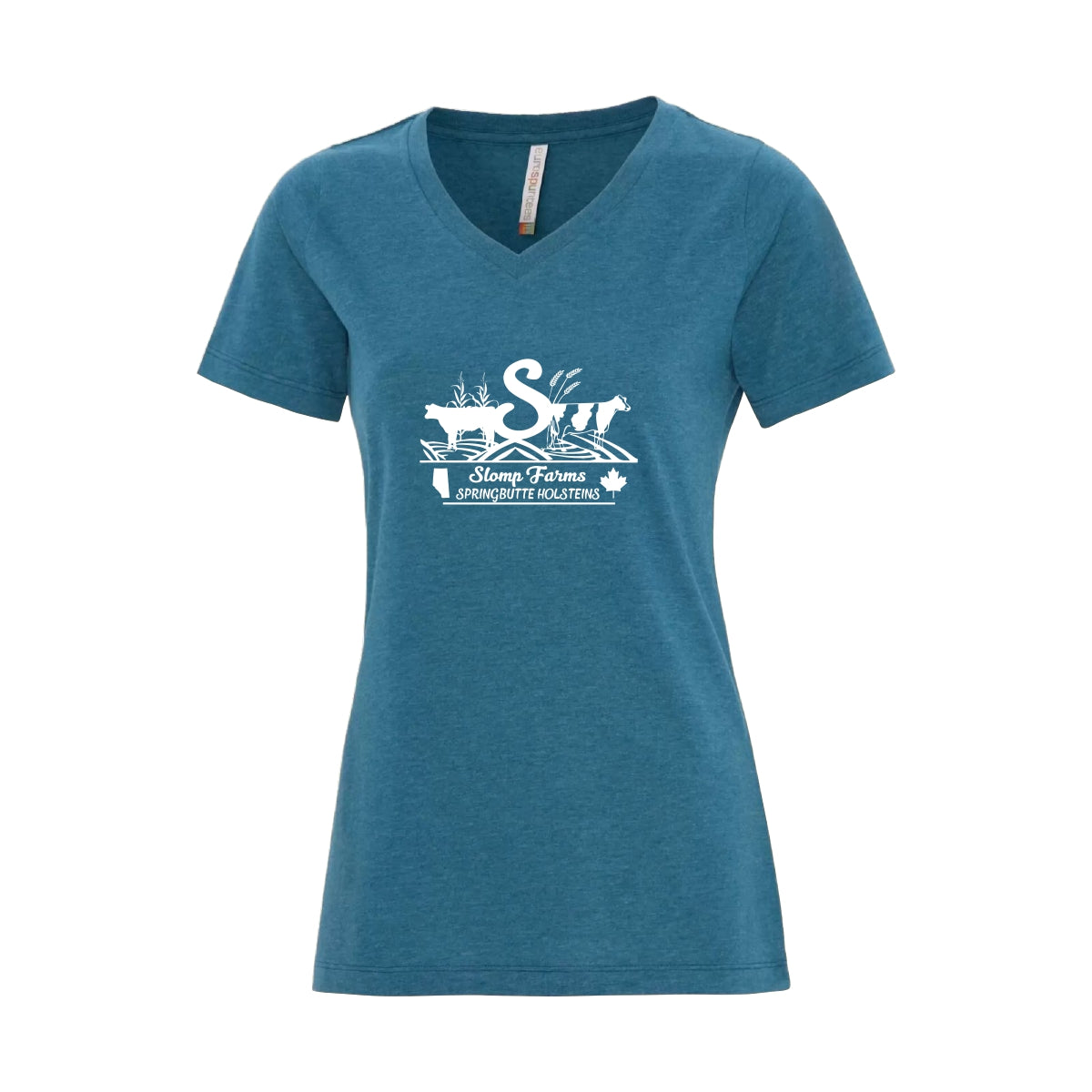 LADIES' RING SPUN V-NECK TSHIRT - ATC8001L - SLOMP FARMS - HP