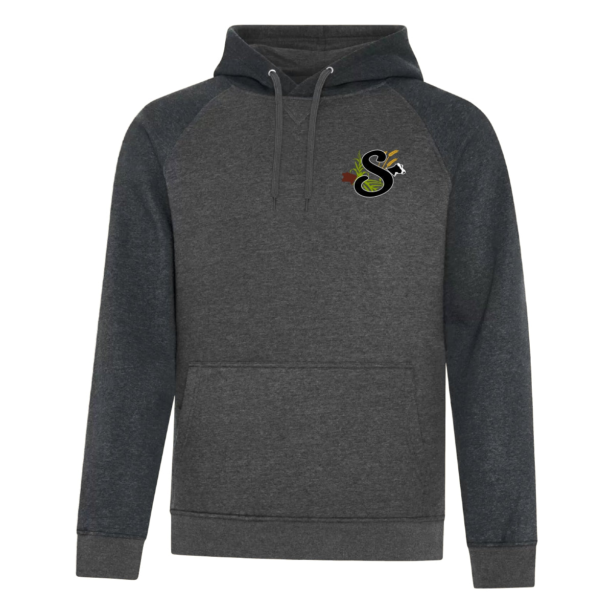 UNISEX VINTAGE TWO-TONE HOODED SWEATSHIRT - F2044 - SLOMP FARMS - EMB