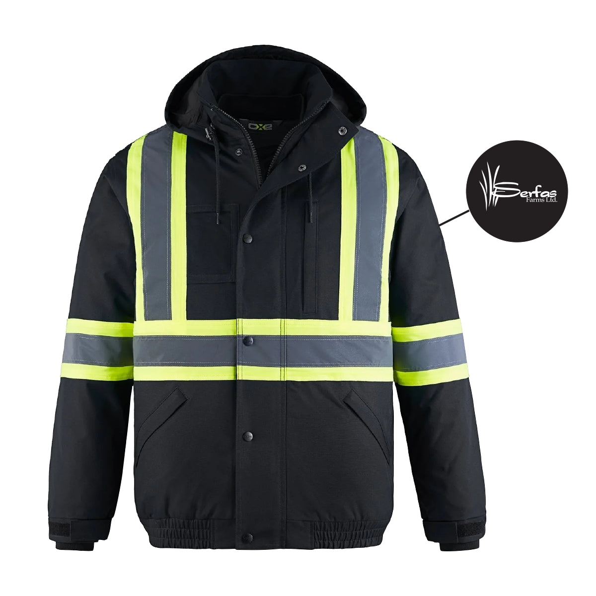 HI-VIS 3-IN-1 BOMBER JACKET W/ REMOVABLE HOOD - L01277 - SERFAS FARMS - HP