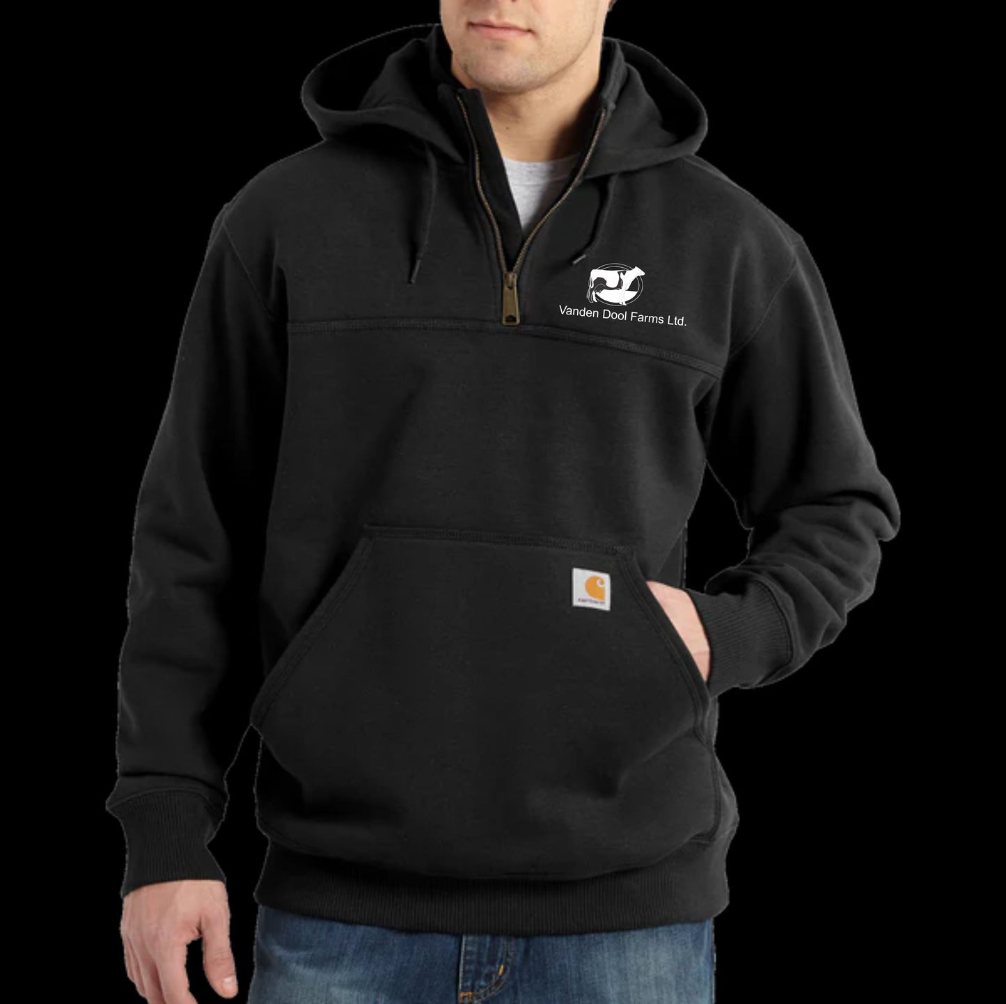 CARHARTT RAIN DEFENDER LOOSE FIT HEAVYWEIGHT QUARTER ZIP SWEATSHIRT - VAN DEN DOOL FARMS LOGO - EMB