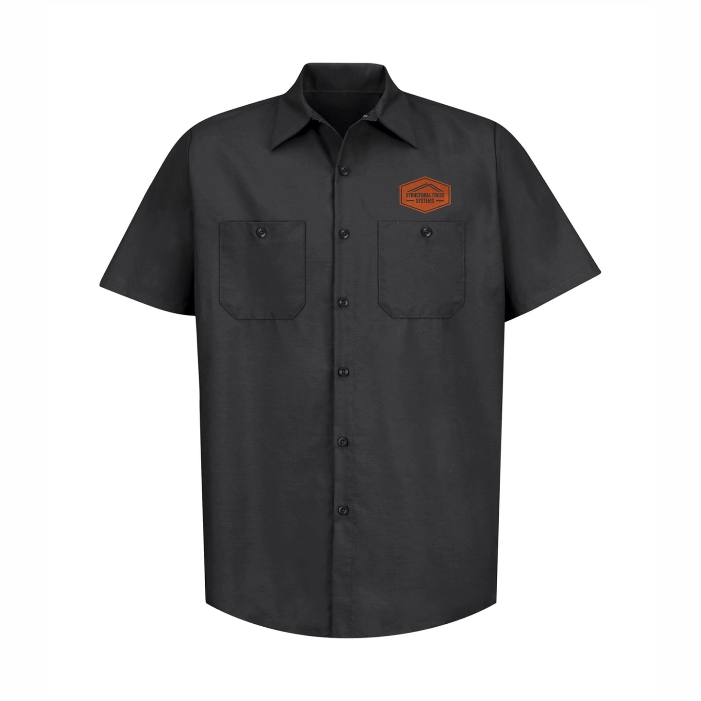 MEN'S RED KAP INDUSTRIAL SHORT SLEEVE WORK SHIRT - SP24 - STRUC. TRUSS & FORMA STEEL - PATCH