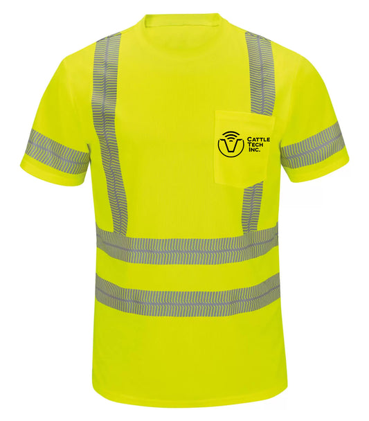 RED KEP HI-VIS PERFORMANCE TEE - SVY4 - CATTLE TECH LOGO - HP