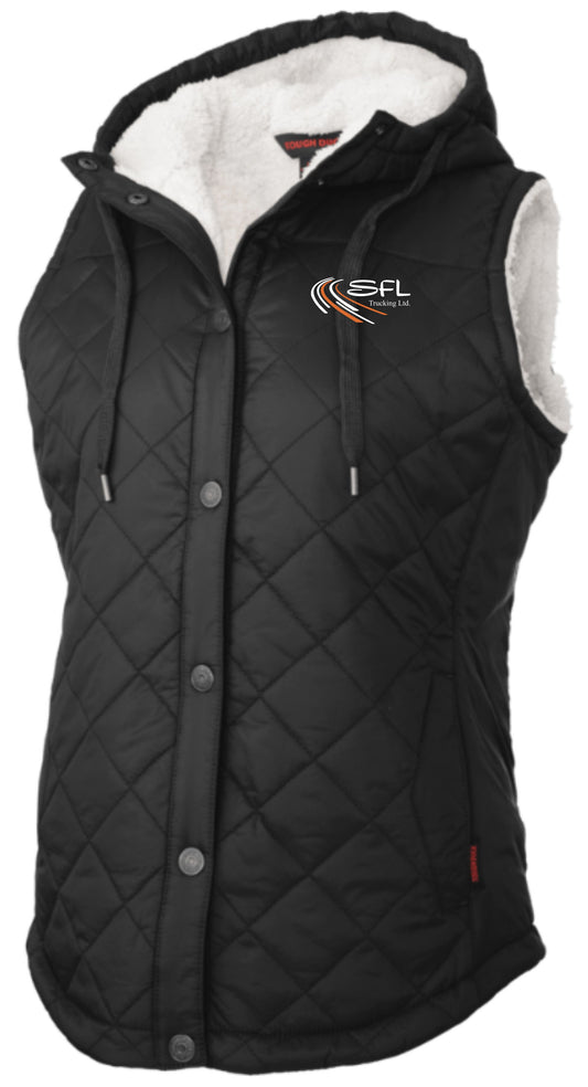 TOUGH DUCK WOMENS QUILTED SHERPA LINED VEST - WV10 - SFL TRUCKING LOGO - EMB