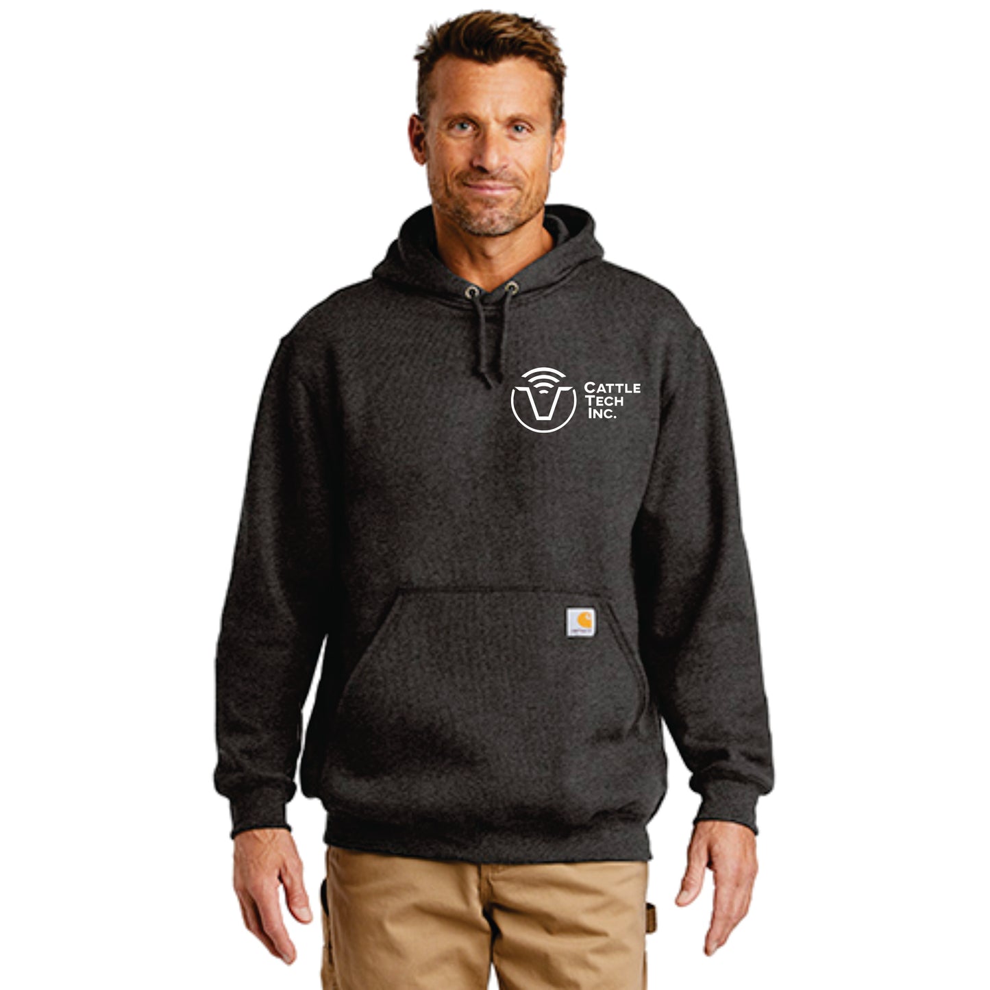 CARHARTT HOODED PULLOVER - K121 - CATTLE TECH LOGO - EMB