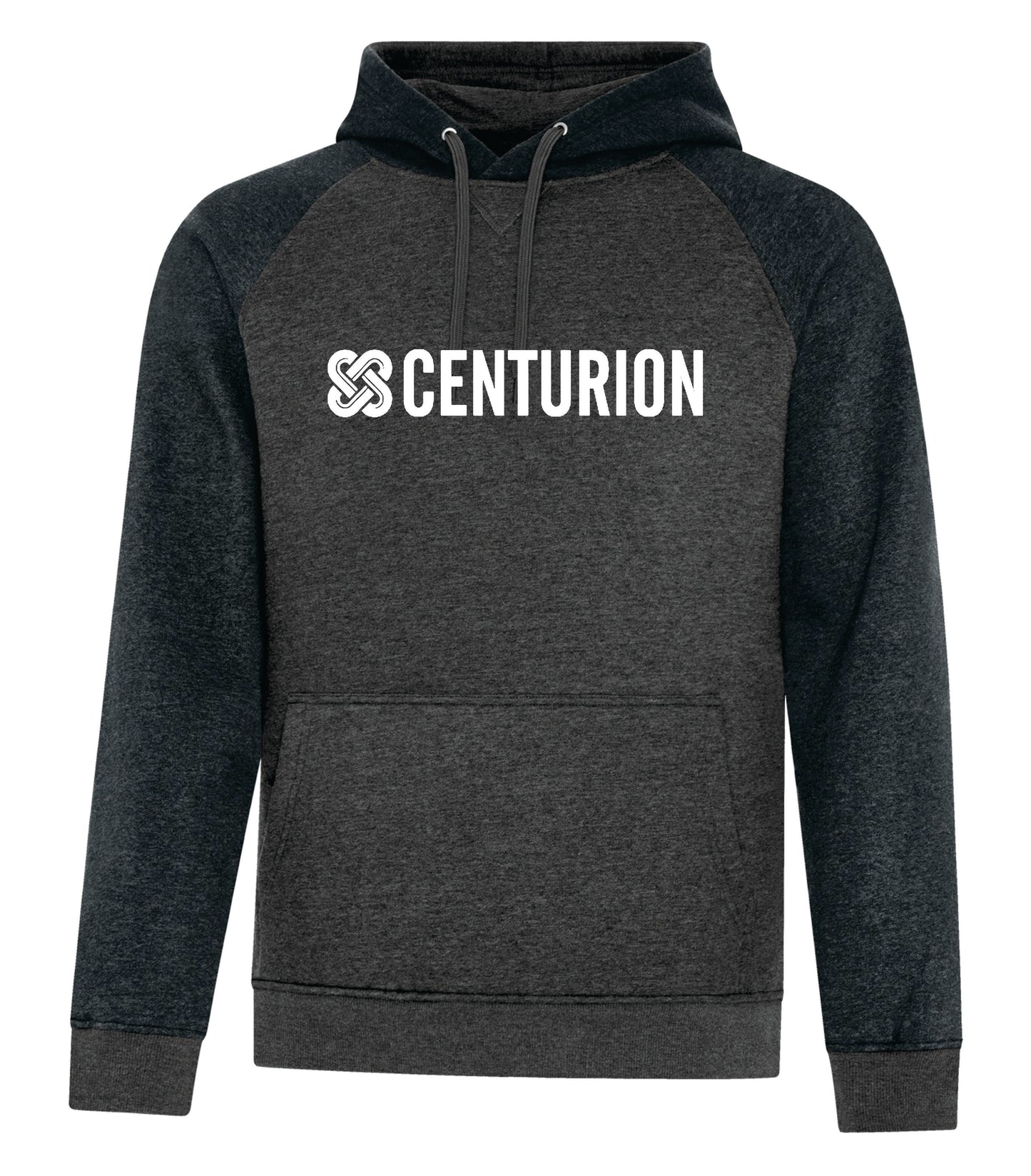 VINTAGE TWO-TONE HOODED SWEATSHIRT - F2044 & F2045 - CENTURION LOGO - HP FULL FRONT