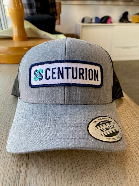 CURVED BRIM HAT - 6606 - CENTURION LOGO - COLOURED RECT. PATCH FULL FRONT